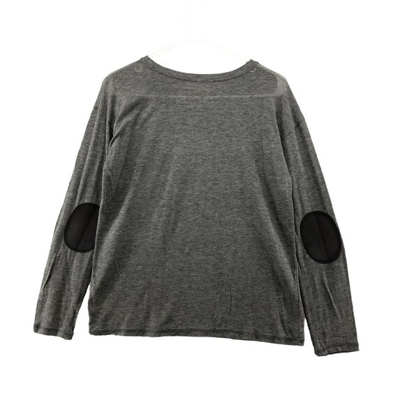 Zara Lightweight Sweater Womens S Gray Thin Knit Crewneck Elbow Patch Relaxed - Picture 2 of 12